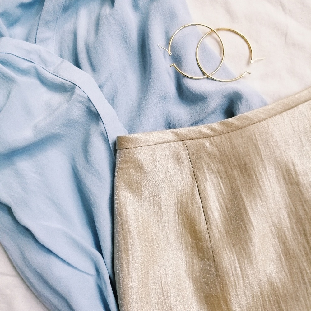 Light Gold Metallic Pencil Skirt